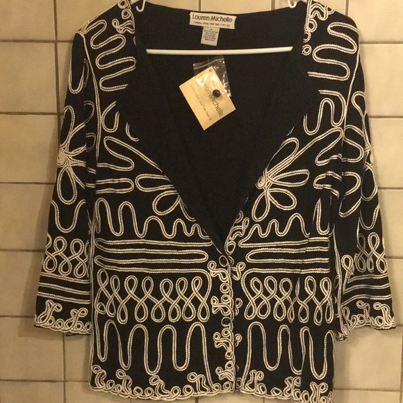 Lauren Michelle Black With White cord Design NEW Size Small all occasion Luxury - Picture 2 of 4